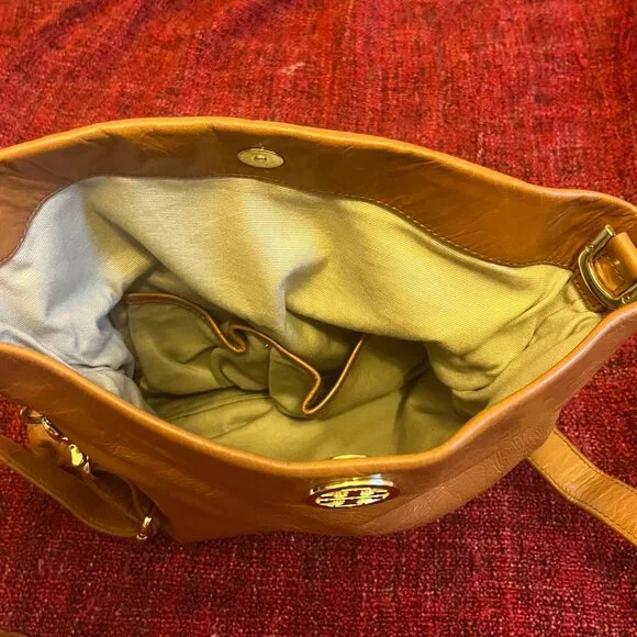 Tory Burch Tan Leather Foldover Bag - Picture 9 of 13